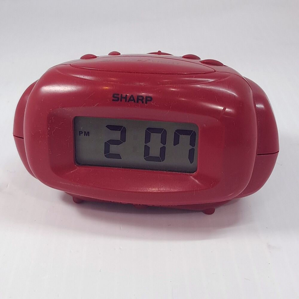 Sharp Digital Alarm Red Compact Clock SPC500 Battery Operated travel mini WORKS
